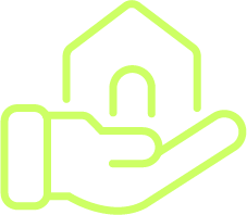 Icon for 'Home Service Business', represented by a home in a palm of hand
