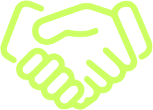 Icon of two hands handshaking, representing 'Fair, Strategic Partnership'