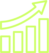 Icon of a bar graph with an upward arrow to indicate upward trend, representing 'Expanded Opportunity'